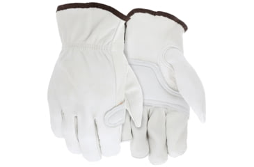Image of MCR Safety Leather Drivers Work Gloves, CV Grade Grain Goatskin, Foam Padded Palm with Keystone Thumb, White, Small, 3615DPS
