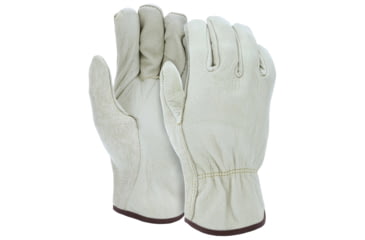 Image of MCR Safety Leather Drivers Work Gloves, Select Grade Unlined Grain Pigskin, Straight Thumb, Beige, Small, 3400S