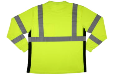 Image of MCR Safety LSTSCL3MLX4 Hi Vis Safety Work T-Shirts, Soft Poly Birdseye Mesh, Long Sleeve and Tagless Design, ANSI 107 Type R Class 3, Lime, 4X, LSTSCL3MLX4