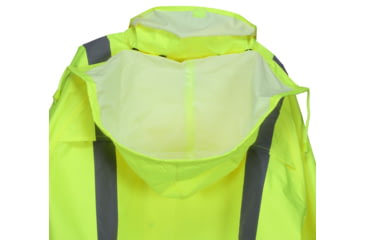 Image of MCR Safety Luminator Hi Vis Lightweight Rain Jacket, Poly/PU, Detachable Hideaway, Hood with Drawstring, ANSI 107 Type R Class 3, Fluorescent Lime, 4X, 508SJX4