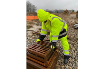 Image of MCR Safety Luminator Hi Vis Lightweight Rain Jacket, Poly/PU, Detachable Hideaway, Hood with Drawstring, ANSI 107 Type R Class 3, Fluorescent Lime, 4X, 508SJX4