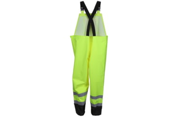 Image of MCR Safety Luminator Hi Vis Lightweight Rain Pants, Poly/PU, High Bib Pocket and Full Elastic Suspenders, ANSI 107 Class E, Fluorescent Lime, L, 508SBPL