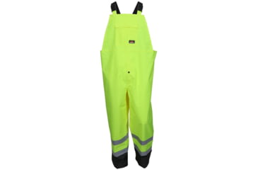 Image of MCR Safety Luminator Hi Vis Lightweight Rain Pants, Poly/PU, High Bib Pocket and Full Elastic Suspenders, ANSI 107 Class E, Fluorescent Lime, L, 508SBPL