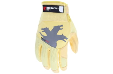 Image of MCR Safety Mechanics Touch Screen Gloves with TaskFit Design, Goat Grain Leather Palm and Nylon Spandex Back, Gold, X - Large, 961XL