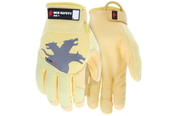 Image of MCR Safety Mechanics Touch Screen Gloves with TaskFit Design, Goat Grain Leather Palm and Nylon Spandex Back, Gold, X - Large, 961XL