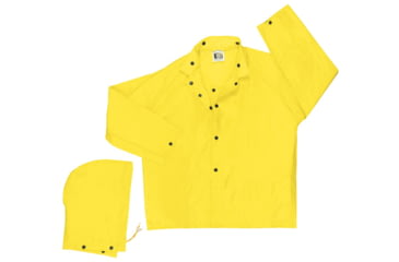 Image of MCR Safety Navigator Series Waterproof Rain Jacket, .22mm PU/Nylon, Detachable Hood, Yellow, XL, 550JXL