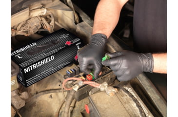 Image of MCR Safety NitriShield Stealth Disposable Nitrile Gloves, Powder Free Industrial Food Service Grade, 12in Length, 6 mil Thickness, Black, Small, 6062S