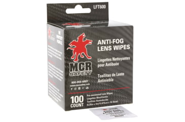 Image of MCR Safety Pre-Moistened Anti-Fog Lens Wipes Individually Packaged Lens Cleaning Towelettes 100 Wipes Per Box 6 Boxes Per Case, One Size, LFT600