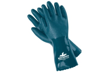 Image of MCR Safety Predaflex Flexible Fully Coated Work Gloves, Nitrile Brushed Interlock Liner, 12in Gauntlet Cuff, Blue/White, Medium, 9792M