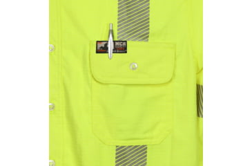 Image of MCR Safety Summit Breeze Class 3 Flame Resistant Shirt, 5.5oz Inherent Blend, Long Sleeve with Vented Underarms and Back, CAT 2, Fluorescent Lime, S, SBS1027S