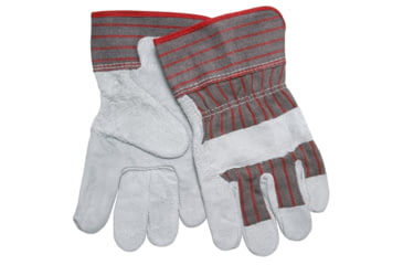Image of MCR Safety Split Leather Palm Work Gloves, Economy Grade Leather, 2.5in Starched Safety Cuff, Gray, Large, 1220S