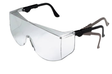 Image of MCR Safety TC1 Series X-Large Safety Glasses, Generous Wrap Around Lens Coverage, Adjustable Ratcheting Temples, Clear, One Size, TC110XL