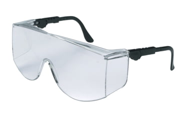 Image of MCR Safety TC1 Series X-Large Safety Glasses, Generous Wrap Around Lens Coverage, Adjustable Ratcheting Temples, Clear, One Size, TC110XL