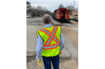 Image of MCR Safety VWCCS2LXL Hi Vis Reflective Safety Vest, ANSI Type R Class 2, 4in Silver Stripes, Zipper Front Closure, Fluorescent Lime, XL, VWCCS2LXL