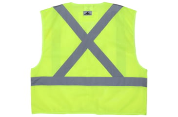 Image of MCR Safety XCL2MLX4 Hi Vis Reflective Safety Vest, ANSI Type R Class 2, Mesh with 2in Silver Stripes, Breakaway Design with Hook and Loop Closures, Fluorescent Lime, 4X, XCL2MLX4