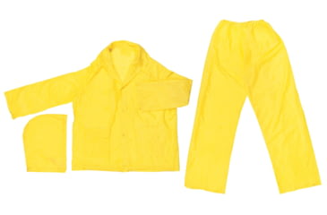 Image of MCR Safety Zodiac Series Lightweight 3 Piece Waterproof Rain Suit, .10mm Single Ply PVC, Rain Jacket, Detachable Hood and Bib Pants, Yellow, 4X, O503X4