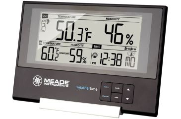 Image of Meade Slim Line Personal Weather Station with Atomic Clock, Multiple Languages, Black, TE256W