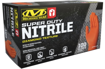 Image of Mechanix Wear 100 CT Nitrile 8 Mil Gloves - Mens, Orange, Medium, D01-09-009-100