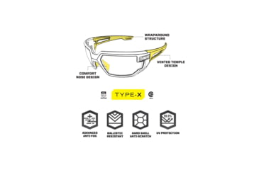 Image of Mechanix Wear VXF20AFPU Type-X Safety Glasses OSFA Black Lens Anti-Scratch Blac