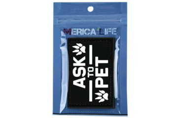Image of Merica Life Ask to Pet PVC Patch, Black and White, 3 x 2, ATP-BK
