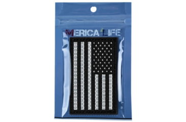 Image of Merica Life Reflective US Flag Patch, Black and White, 3 x 2, REF-USFLAG-BW