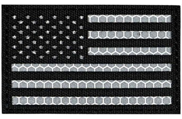 Image of Merica Life Reflective US Flag Patch, Black/ White, 3 x 2in, REF-USFLAG-BW