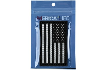 Image of Merica Life Reflective US Flag Patch, Black/ White, 3 x 2in, REF-USFLAG-BW