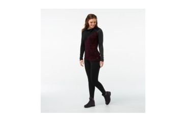 Image of Smartwool Merino 250 Asym Top-Women's, Black-Tibetan Red, Small, SW015109A62-S