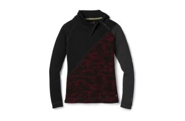 Image of Smartwool Merino 250 Asym Top-Women's, Black-Tibetan Red, Small, SW015109A62-S