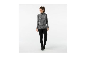 Image of Smartwool Merino 250 Baselayer Pattern 1/4 Zip-Women's, Black-Moonbeam Heather, Extra Small, SW0NP222A51-XS