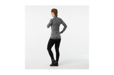 Image of Smartwool Merino 250 Baselayer Pattern 1/4 Zip-Women's, Black-Moonbeam Heather, Extra Small, SW0NP222A51-XS