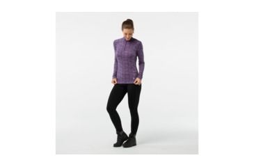 Image of Smartwool Merino 250 Baselayer Pattern 1/4 Zip-Women's, Dark Blue Steel, Extra Small, SW0NP222292-XS
