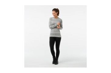 Image of Smartwool Merino 250 Baselayer Pattern Crew-Women's, Light Gray-Moonbeam Heather, Small, SW0NP226A42-S