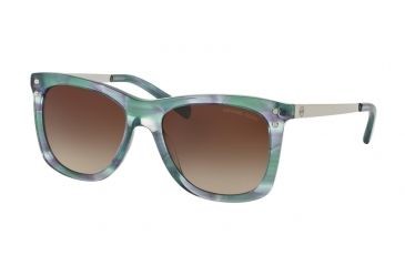Image of Michael Kors LEX MK2046 Sunglasses 323848-54 - Teal Floral Frame, Brown Blue Gradient Lenses