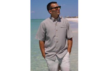 Image of Mojo Sportswear Company Mr. Big Sport Check Performance Shirt Short Sleeve - Mens, Osprey, Small, Osprey - S - MBSCPRFSHTSS