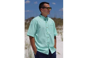 Image of Mojo Sportswear Company Mr. Big Sport Check Performance Shirt Short Sleeve - Mens, Skiff Green, Medium, SKGGR - M - MBSCPRFSHTSS