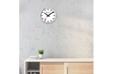 Image of Mondaine Offical Swiss 40cm Railway Wall Clock, Silver, 25cm, A995.CLOCK.16SBB