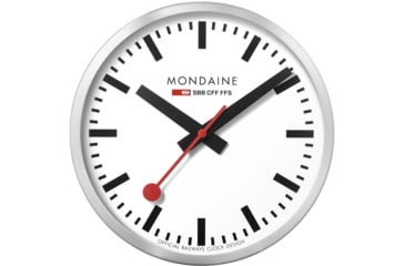 Image of Mondaine Offical Swiss 40cm Railway Wall Clock, Silver, 25cm, A995.CLOCK.16SBB