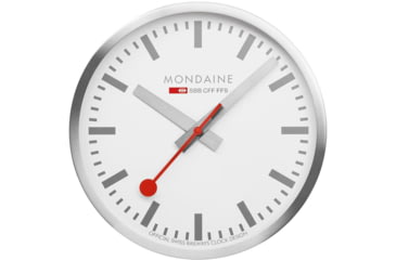 Image of Mondaine Official Swiss Railway Clock w/Sweeping Hand, Silver, 25cm, A990.CLOCK.18SBV