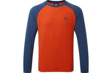 Image of Mountain Equipment Redline Long Sleeve Tee - Mens, Paprika/Denim Blue, Extra Large, ME-004681-Me-01576-XL