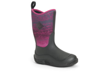 Image of Muck Boots Hale Rubber Boots - Youth, Black/Magenta Digi Terrain Fade, 4, KBH-004-BLK-040