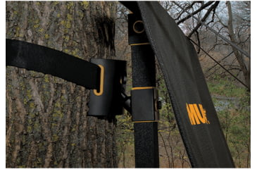 Image of Muddy Elite AL Hang On Tree Stand, One 4-pt Full-Body Harness, Flex-tek seat / Flip Up Seat, Black, MUD-MFP5100-A