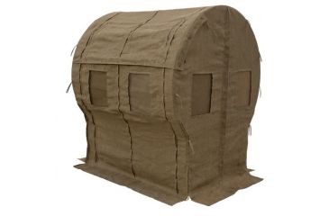 Image of Muddy Portable Bale Blind, includes 8-12in wide x 16in tall bungee slide, reversible window coverings, Burlap MGB5800