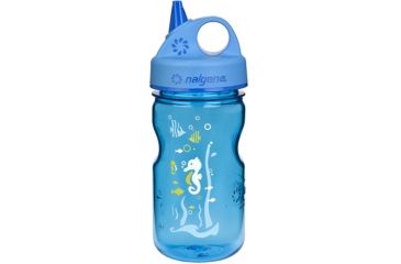 Image of Nalgene Grip-N-Gulp Kids Water Bottle, Blue With Seahorse Art 703121