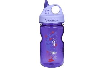 Image of Nalgene Grip-N-Gulp Kids Water Bottle, Purple With Hoot Art 703119