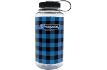 Image of Nalgene Limited Edition Wide Mouth Water Bottle, 1 Quart, Blue Plaid, 682020-0131