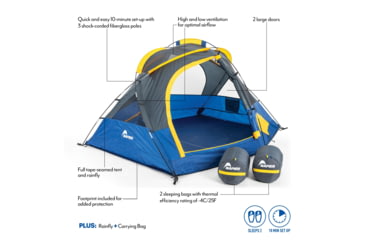 Image of Napier Lite Pack Tent, Blue/Gray/Yellow, 7.3ft x 6.8ft, 91200