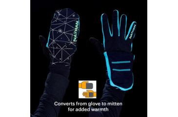 Image of Nathan HyperNight Reflective Convertible Glove/Mitt - Womens, Galaxy Black, Extra Small, NS5511-0465-31