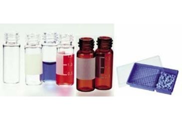 Image of National Scientific Target 10-425 Screw-Thread Vials, Pack of 100, National Scientific Preassembled Vial Kits Clear Vials, C4010-17