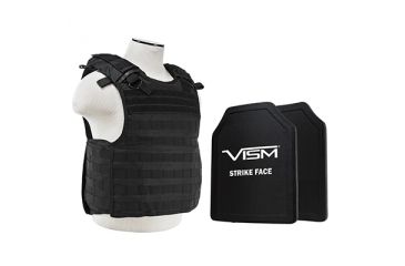 Image of NcSTAR Quick Release Carrier Vest w/Two 11x14in Shooters Cut Hard PE Ballistic Panels, Black, Medium - 2XL BPLCVPCVQR2964B-A